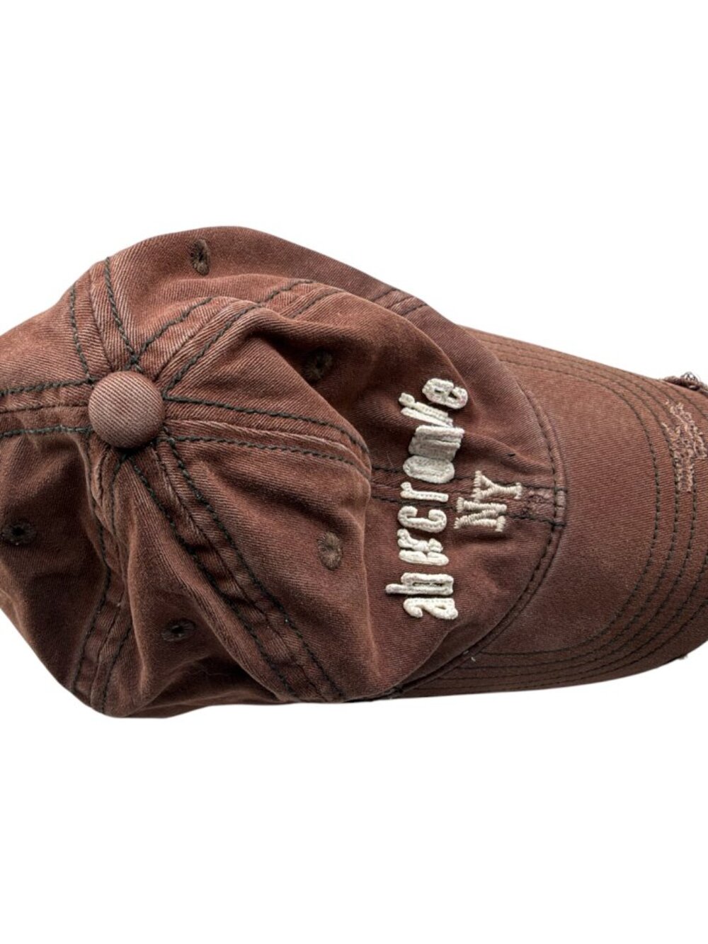 Abercrombie & Fitch Vintage Distressed Brown Baseball Cap Hat - Picture 11 of 11